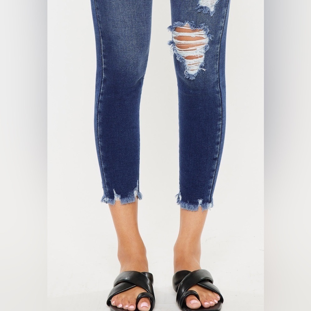 KANCAN HIGH WAISTED JEANS size 5 cropped dark wash denim cropped skinny ankle - Picture 6 of 9